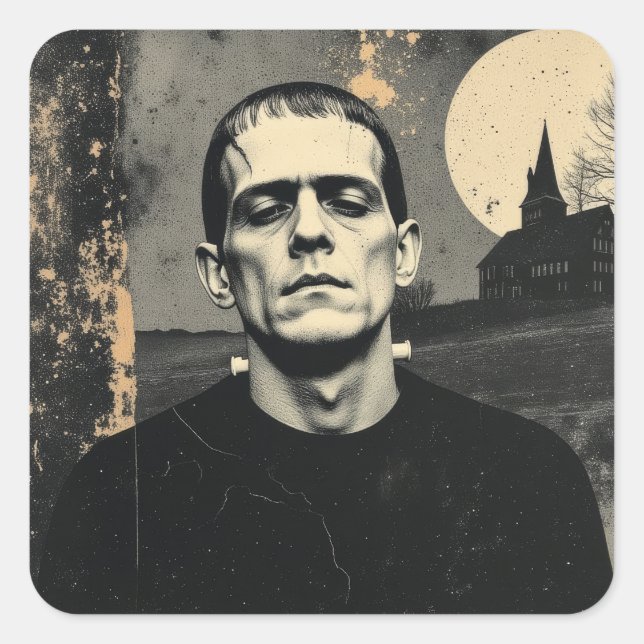 Frankenstein-Monster Halloween Quadratischer Aufkleber (Vorderseite)