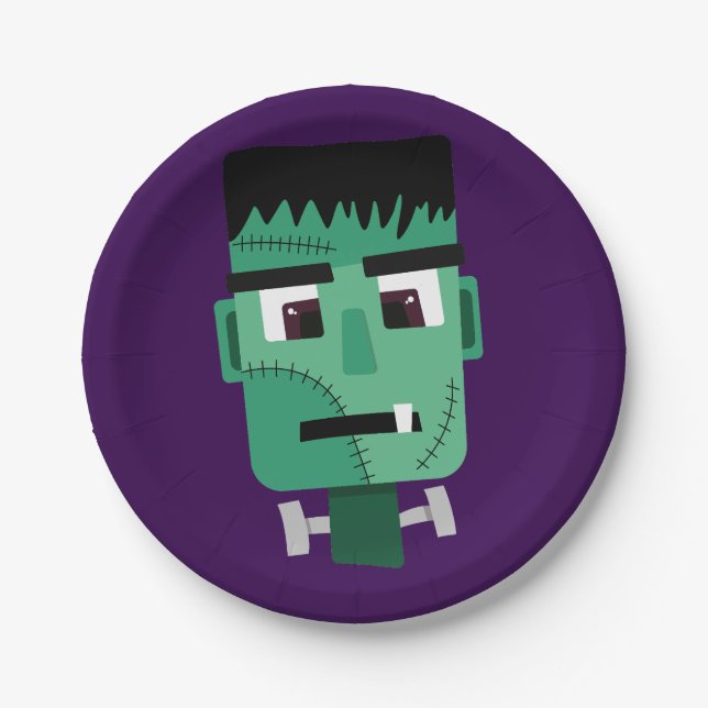 Frankenstein-Monster-Illustration Pappteller (Vorderseite)