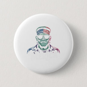 Frankenstein Monster Lover Sungles Usa Flag 4. Button