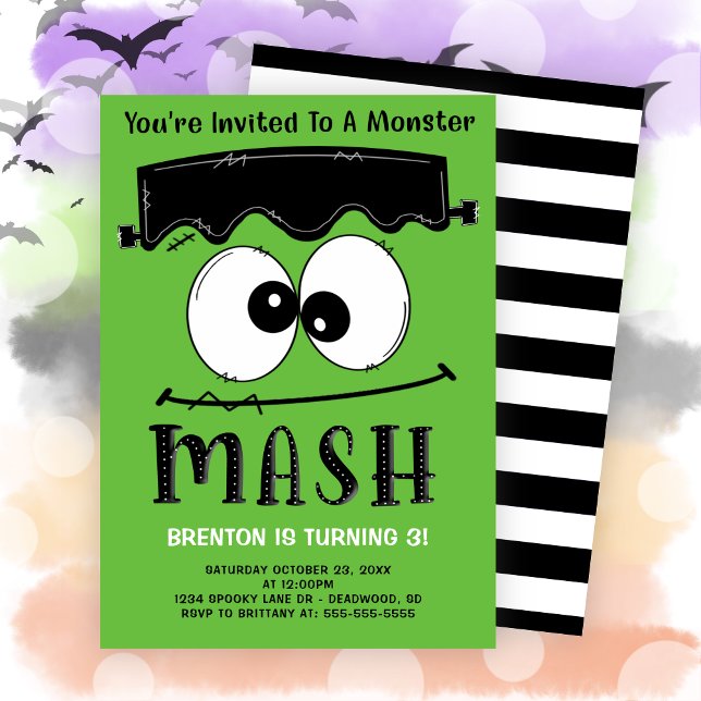 Frankenstein Monster Mash Halloween Geburtstagspar Einladung (Frankenstein Monster Mash Halloween Birthday Party Invitation)