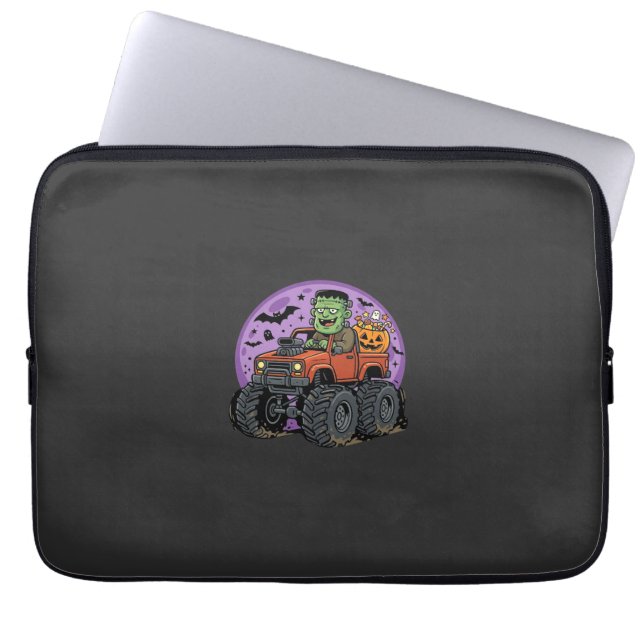 Frankenstein Monster Truck Halloween Grafikdesign Laptopschutzhülle (Vorderseite)