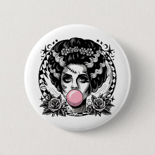 Frankenstein Monster und Bride Bubble Gum Funny Ha Button