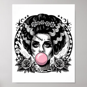 Frankenstein Monster und Bride Bubble Gum Funny Ha Poster