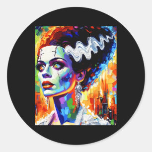 Frankenstein Monster und Bride Halloween Matching Runder Aufkleber