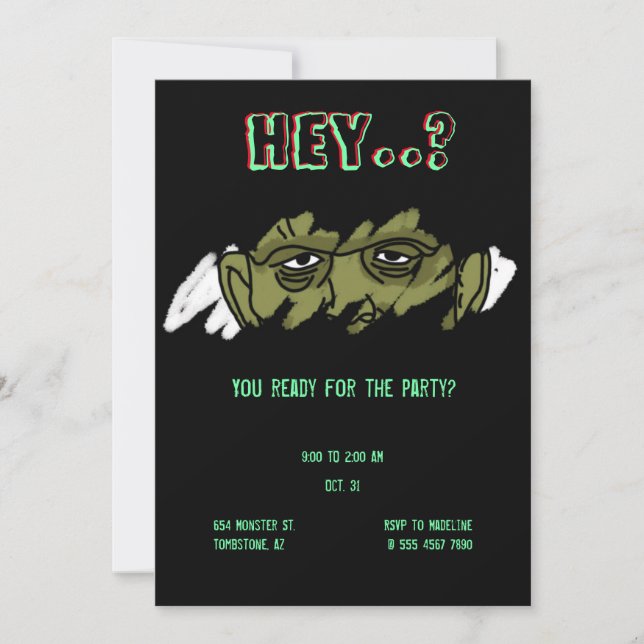 Frankenstein Monster Unorthodoxes Halloween-Party Einladung (Vorderseite)