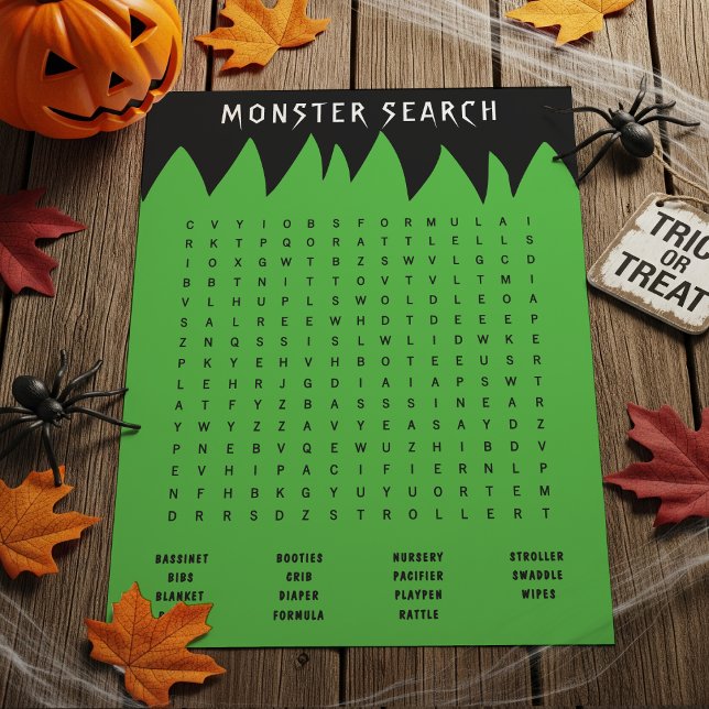 Frankenstein Monster Word Search Baby Shooting Gam (Frankenstein Monster Word Search Baby Shower Game
)