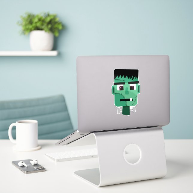 Frankenstein Monsters Kopf Aufkleber (Laptop auf Schreibtisch)