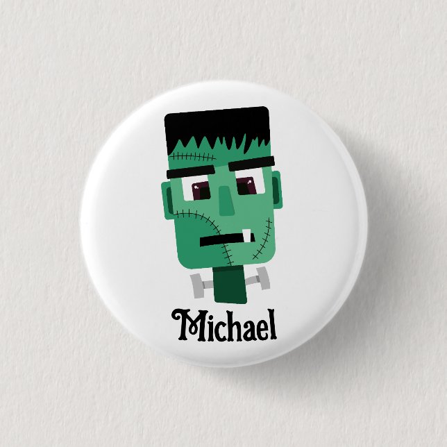 Frankenstein Monsters Kopf Button (Vorderseite)