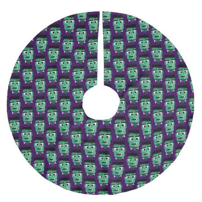 Frankenstein Monsters Kopf Polyester Weihnachtsbaumdecke (Vorderseite)