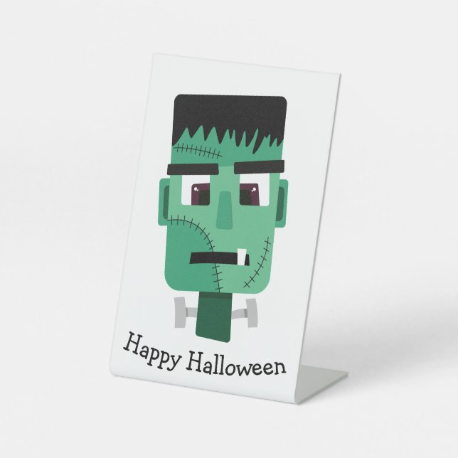 Frankenstein Monsters Kopf Sockelschild (Vorderseite)