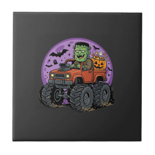 Frankenstein-Monstertruck-Halloween-Grafikdesign Fliese