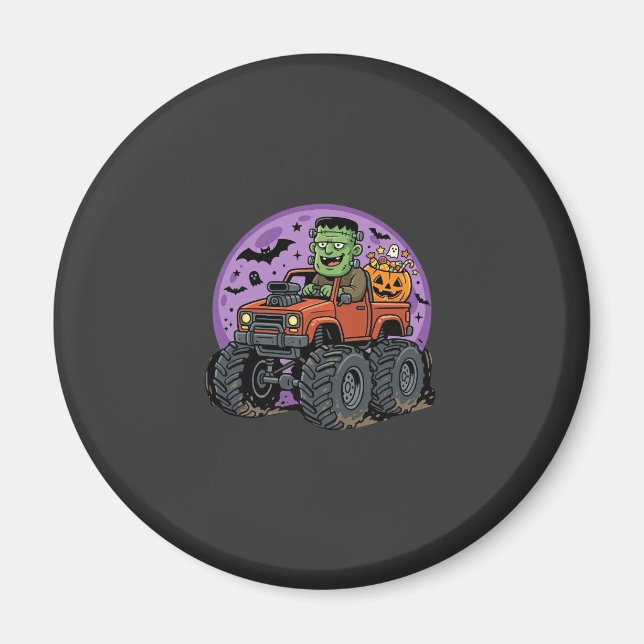 Frankenstein-Monstertruck-Halloween-Grafikdesign Magnet (Vorne)