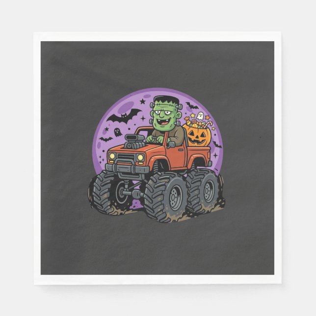 Frankenstein-Monstertruck-Halloween-Grafikdesign Serviette (Vorderseite)