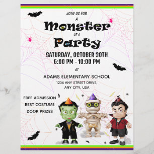 Frankenstein Mumie Dracula Halloween Kostüm Party Flyer