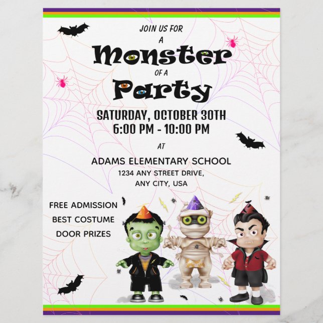 Frankenstein Mummy Dracula Halloween Costume Party Flyer (Vorne)