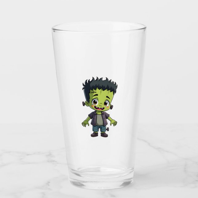 Frankenstein�s Monster � Cute Halloween Cartoon Sh Glas (Vorderseite)