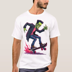 Frankenstein Skater � Coole Halloween Streetwear-S T-Shirt