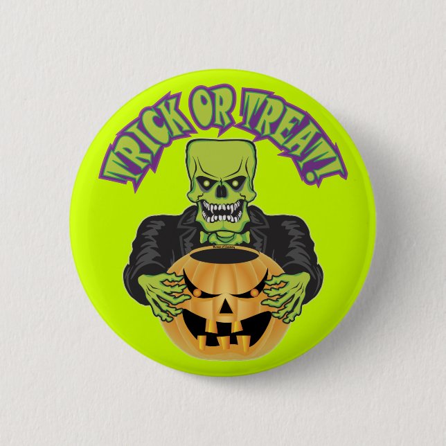 Frankenstein Skull Button (Vorderseite)