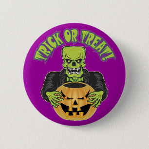 Frankenstein Skull Button