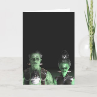 Frankenstein u. Braut - Halloween-Gruß-Karte Karte