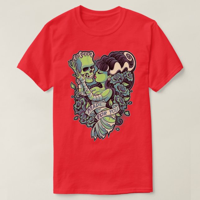 Frankenstein und Braut für Sie T-Shirt (Design vorne)