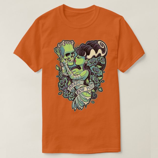 Frankenstein und Braut für Sie T-Shirt (Design vorne)