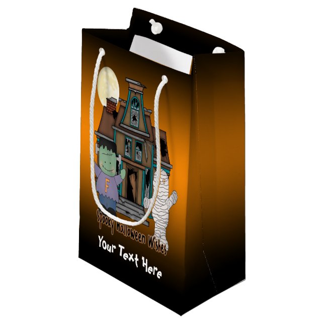 Frankenstein und Mama-Halloween-Geschenk-Tasche Kleine Geschenktüte (Vorderseite Schrägansicht)