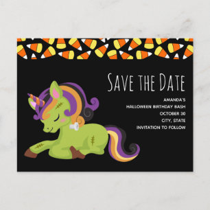 Frankenstein Unicorn Birthday Save the Date Einladungspostkarte