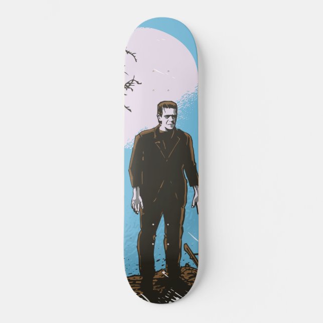 Frankenstein unter dem Mond - blau Skateboard (Vorderseite)