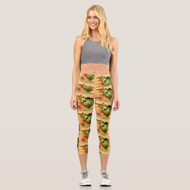 Frankenstein-Zeichen "Normal People Scare Me" Capri Leggings (Vorderseite)