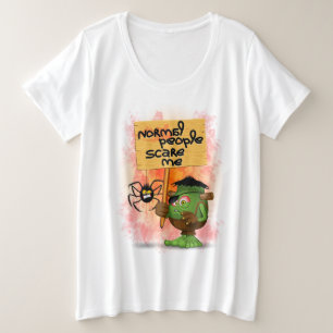 Frankenstein-Zeichen "Normal People Scare Me" Große Größe T-Shirt