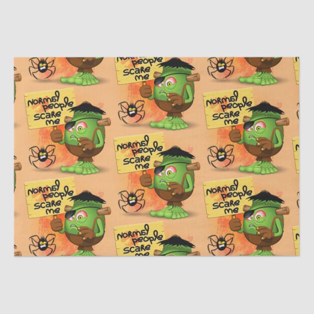 Frankenstein-Zeichen "Normal People Scare Me" Seidenpapier (Vorderseite)