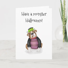 Frankensteins Bulldogenkarte Halloween Karte