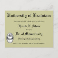 Frankensteins Diplom, Postkarte