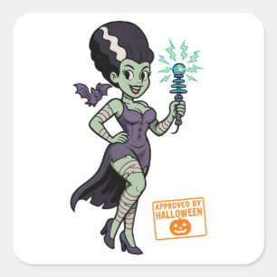 Frankensteins Ehefrau Cartoon Quadratischer Aufkleber