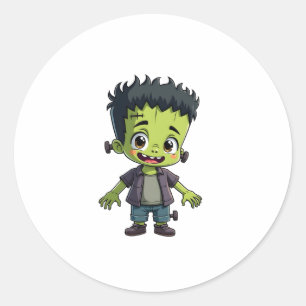 Frankensteins Monster - Niedlicher Halloween-Carto Runder Aufkleber