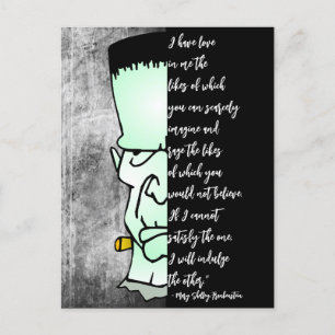 Frankensteins Monster, Shelley Liebe & Rage Quote Postkarte