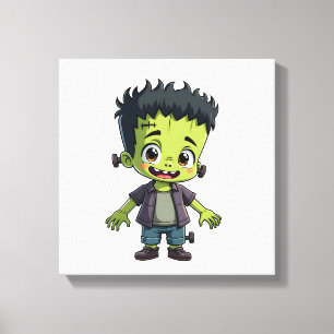 Frankensteins Monster - Süße Halloween-Cartoon-Sh Leinwanddruck