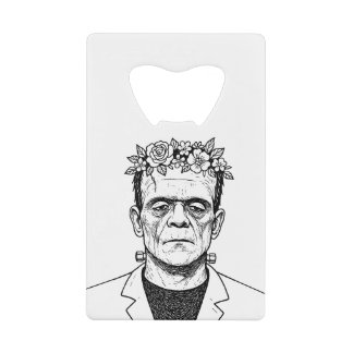 FRankenstien mit einem Blumenkranz Geldbeutel Flaschenöffner