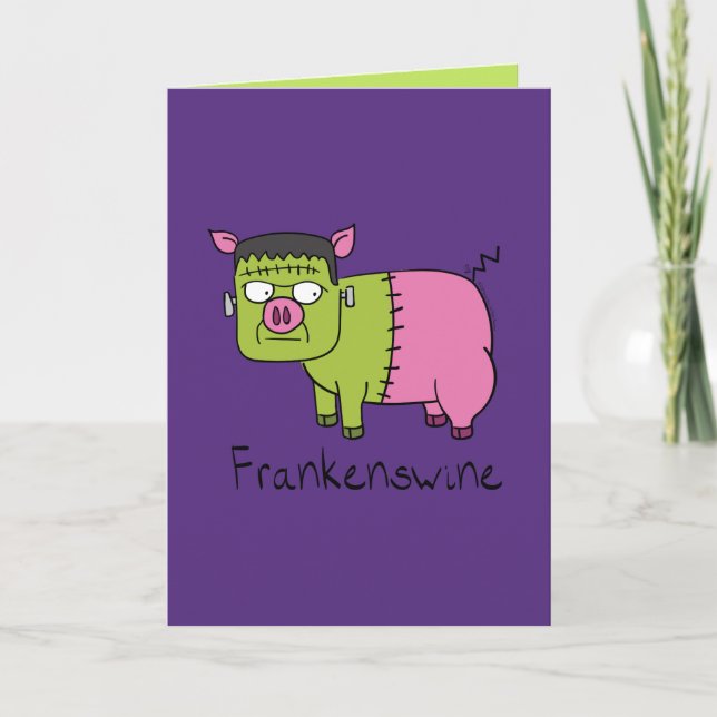 Frankenswine Pig Halloween Grußkarte Karte (Vorderseite)