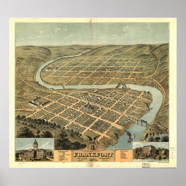 Frankfort Kentucky 1871 Panoramablick Poster (Vorne)