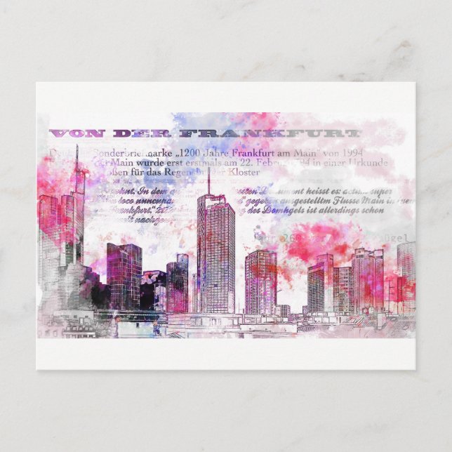 Frankfurt, Architektur - Popart Illustration Postkarte (Vorderseite)