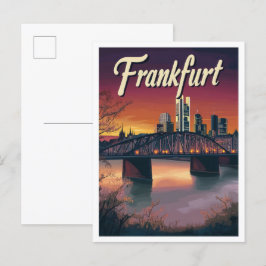 Frankfurt Deutschland Art Vintage Travel Illustrat Postkarte