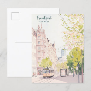 Frankfurt Deutschland Gouache-Kunst Illustration R Postkarte