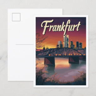 Frankfurt Deutschland Kunst Vintage Reise Illustra Postkarte
