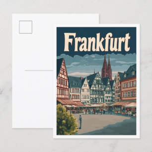 Frankfurt Deutschland Kunst Vintage Reise Illustra Postkarte