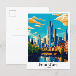 Frankfurt Deutschland Kunst Vintage Reise Illustra Postkarte