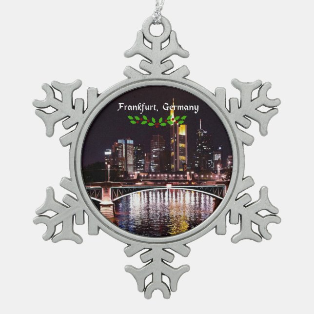 Frankfurt, Deutschland Schneeflocken Zinn-Ornament (Vorderseite)
