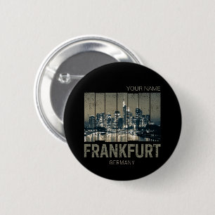 Frankfurt Deutschland Skyline Retro Vintage Souven Button
