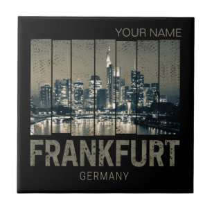 Frankfurt Deutschland Skyline Retro Vintage Souven Fliese